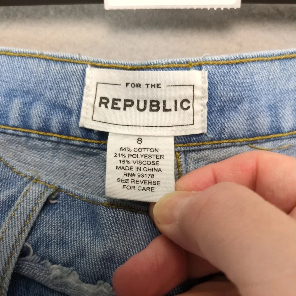 For The Republic Distressed Flare Jeans Womens 8 Frayed Torn Bell Bottom 32x28.5